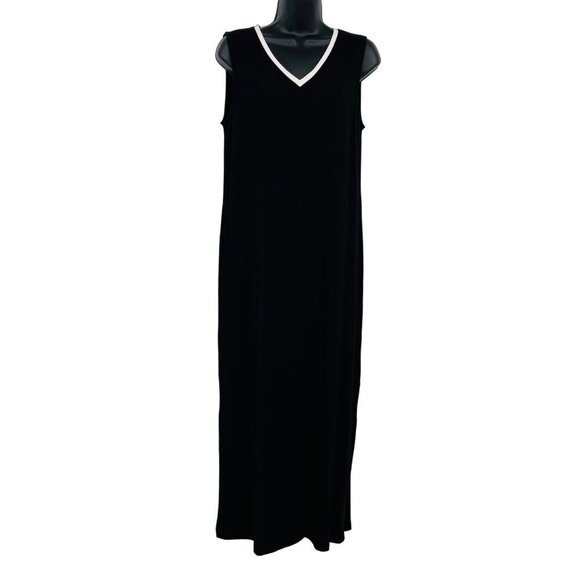 Talbots Dresses & Skirts - Vintage‎ Talbots Maxi Dress Womens S Black Knit V Neck Shift Career Wear Casual
